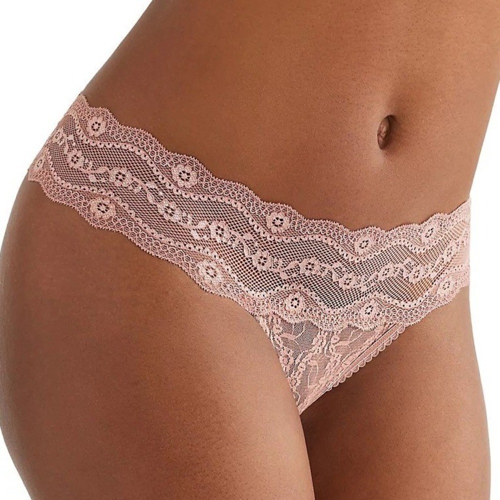 b.tempt'd by Wacoal Womens Thong Floral Lace Panty Brown Small Underwear NWT